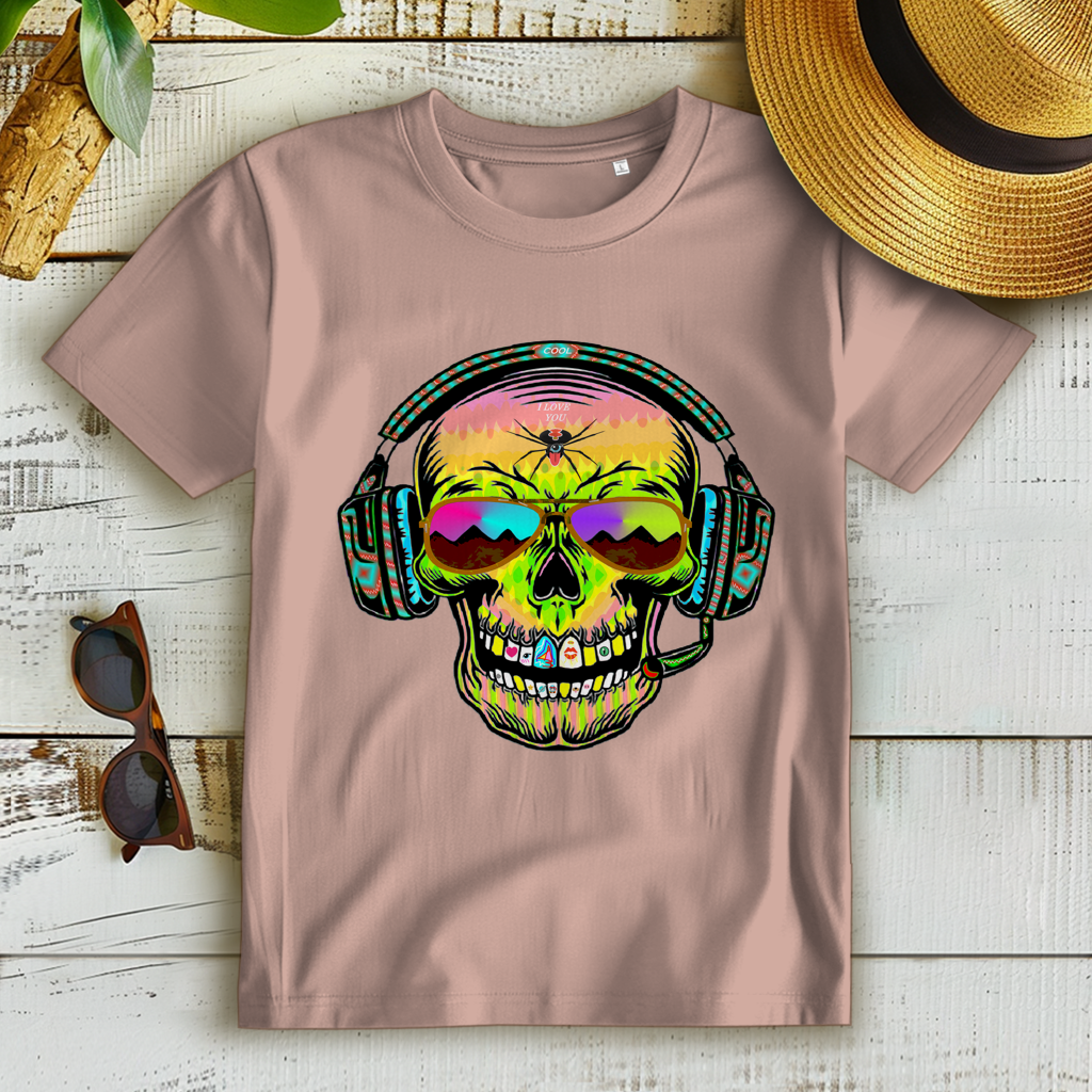 Damen Premium Bio T-Shirt Skull Musik