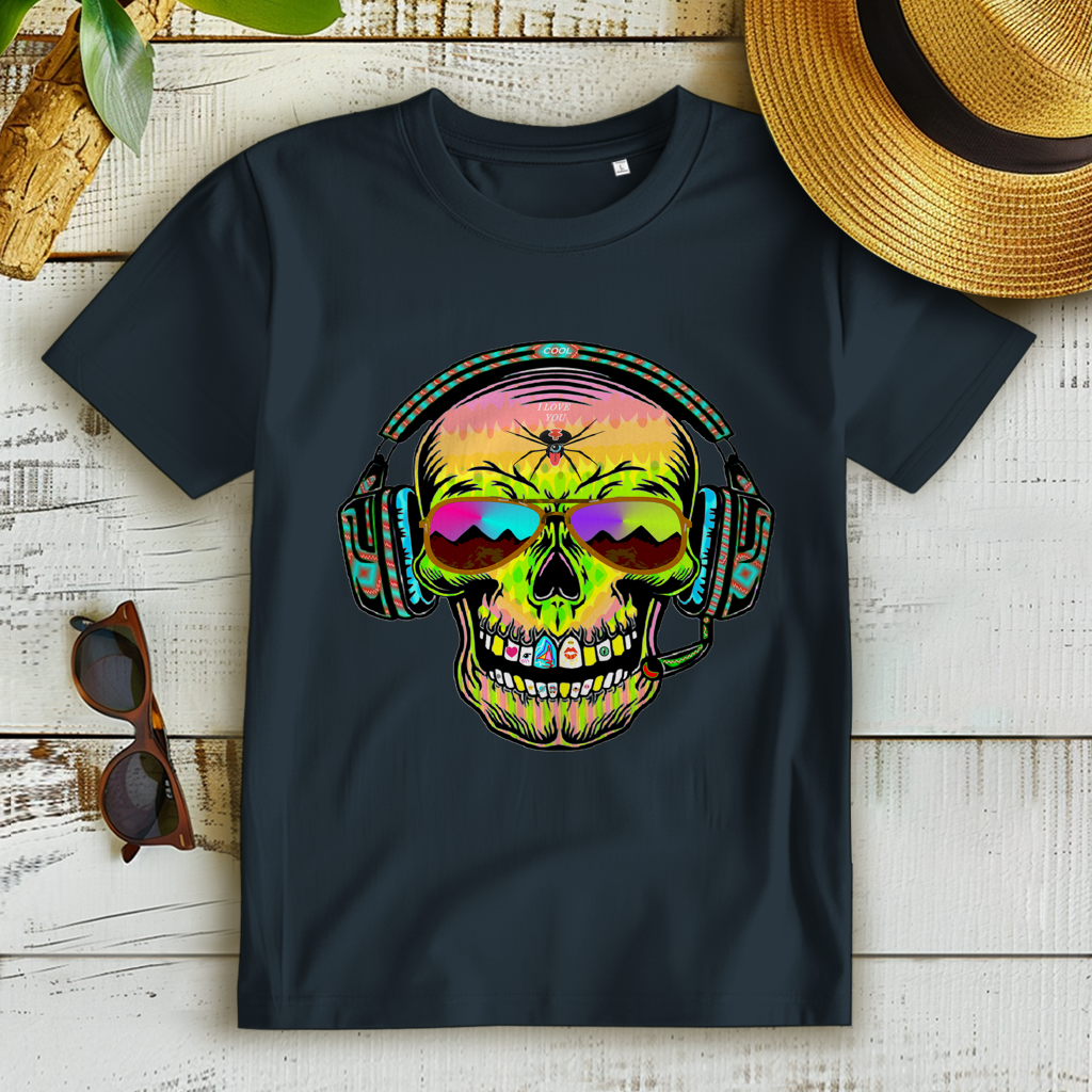 Damen Premium Bio T-Shirt Skull Musik