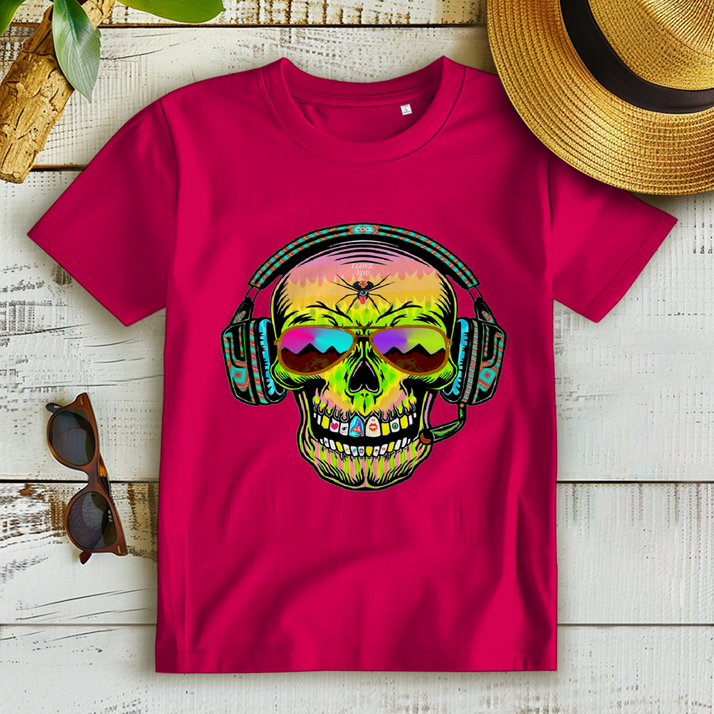 Damen Premium Bio T-Shirt Skull Musik