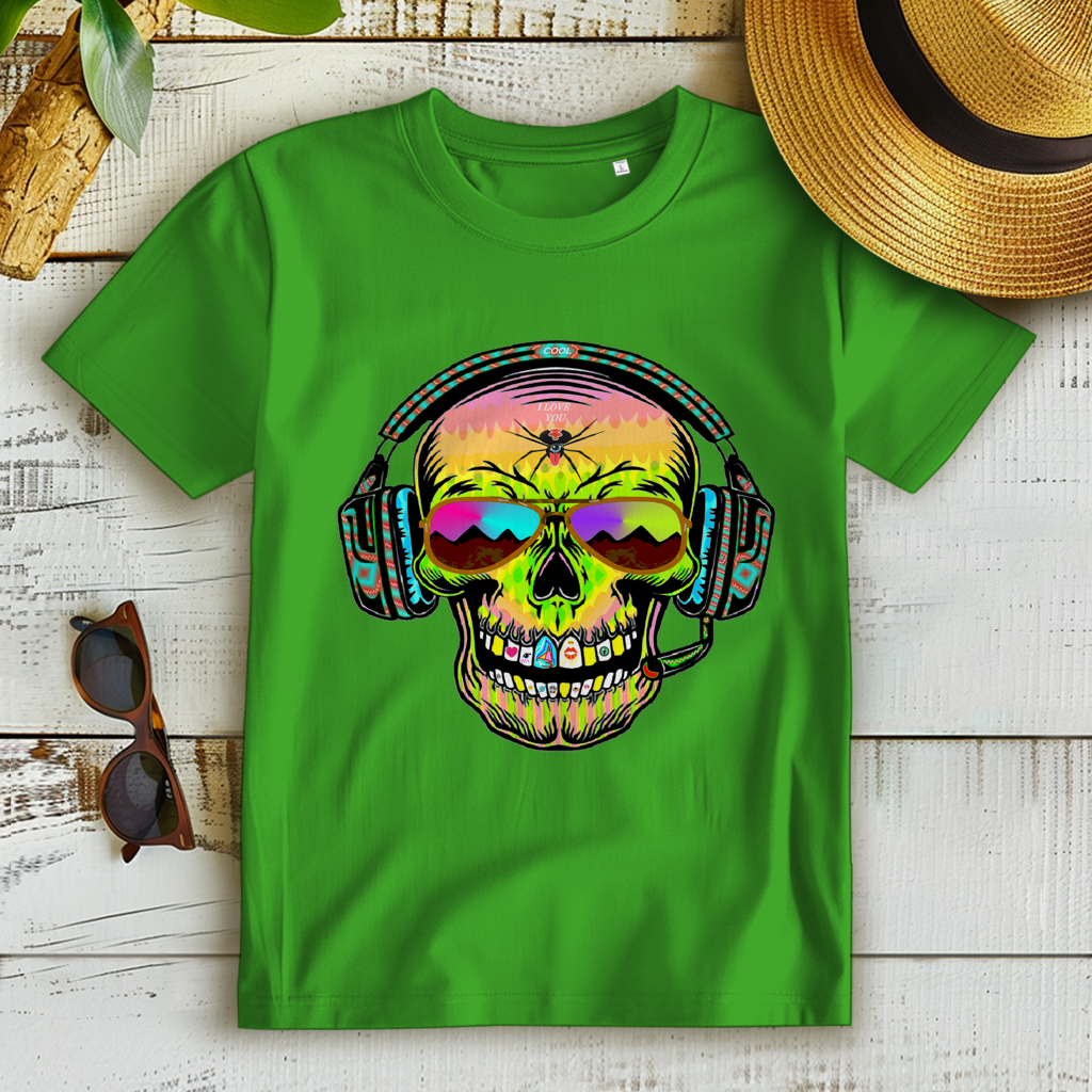 Damen Premium Bio T-Shirt Skull Musik