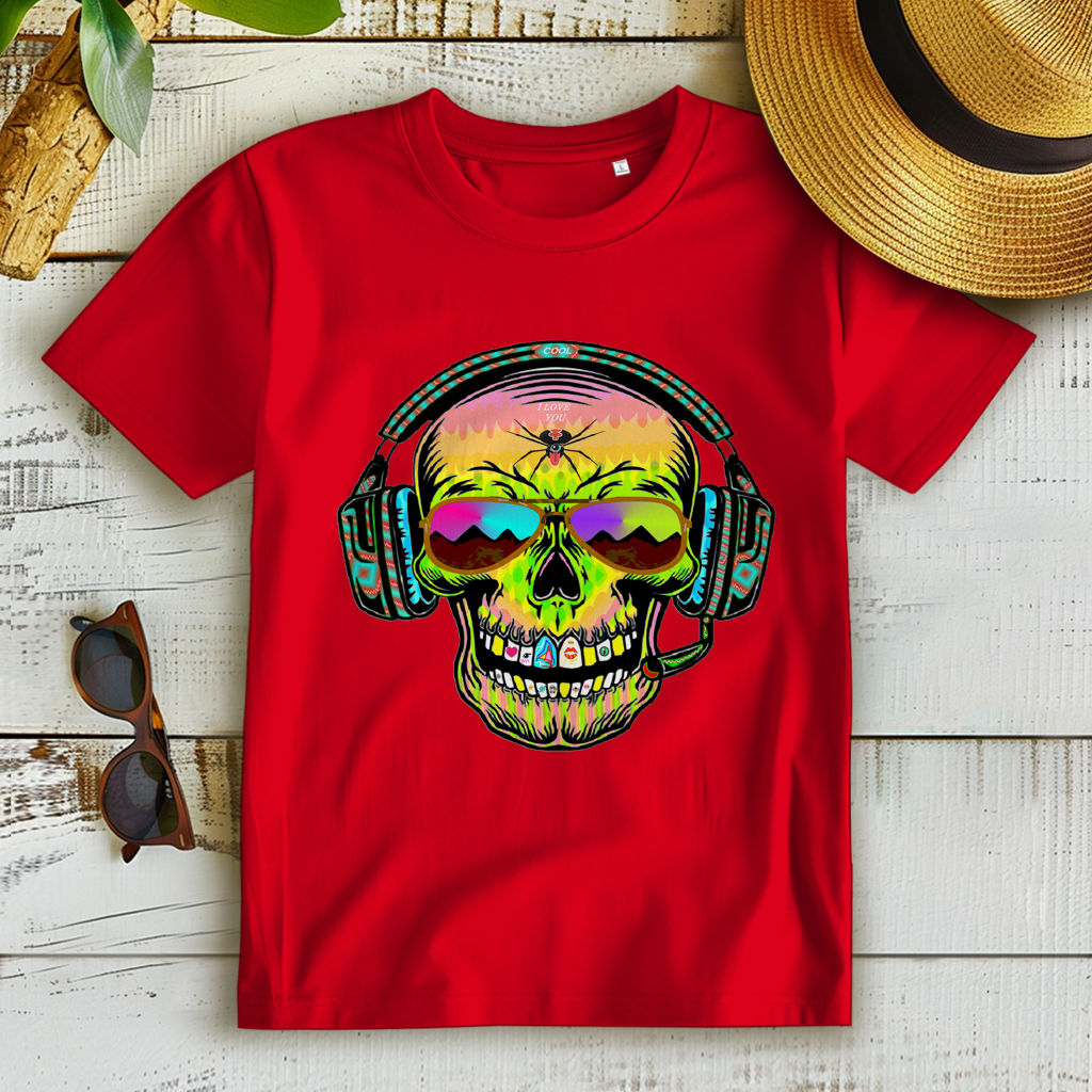 Damen Premium Bio T-Shirt Skull Musik
