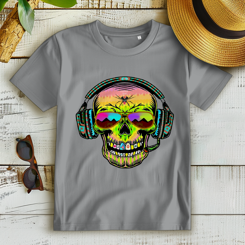 Damen Premium Bio T-Shirt Skull Musik