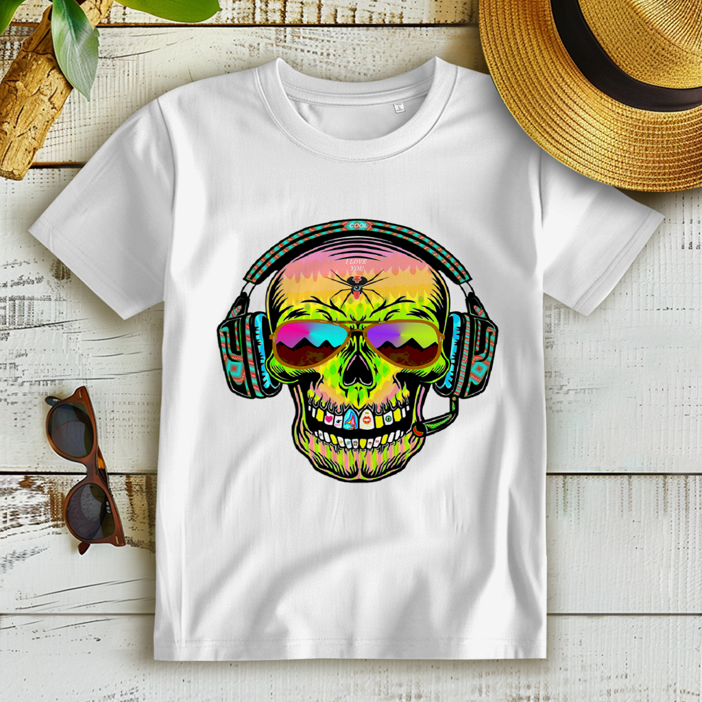 Damen Premium Bio T-Shirt Skull Musik