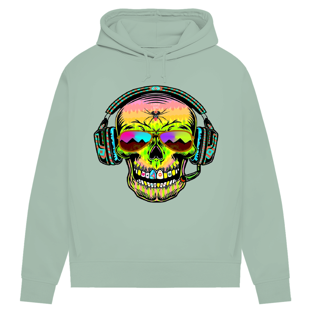 Damen Premium Bio Hoodie Skull Musik