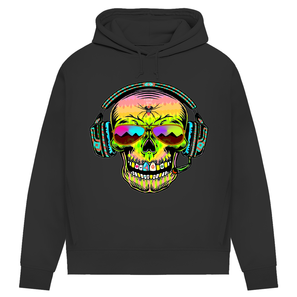 Damen Premium Bio Hoodie Skull Musik