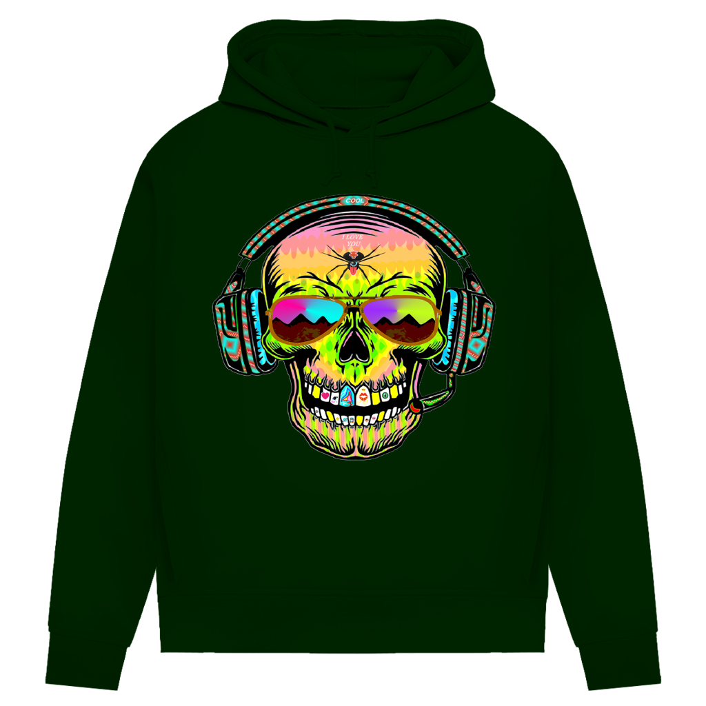 Damen Premium Bio Hoodie Skull Musik