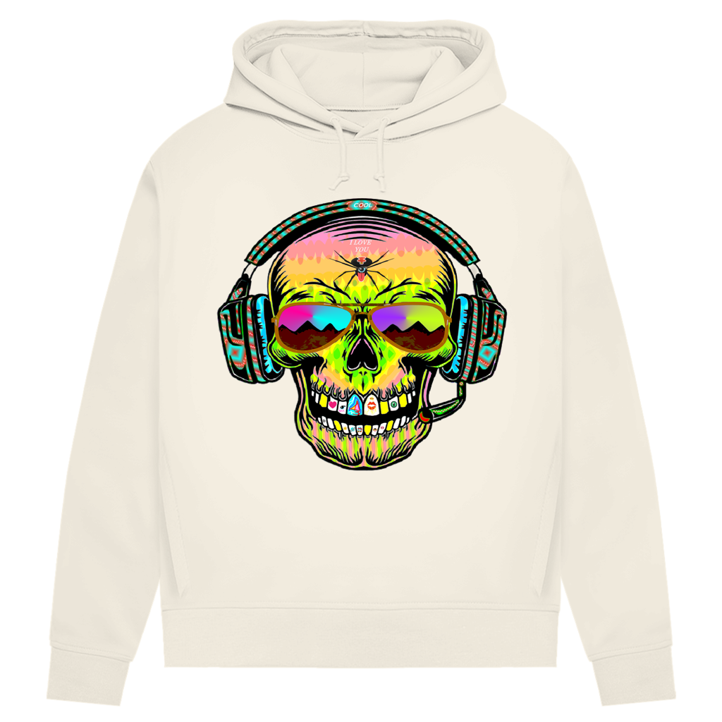 Damen Premium Bio Hoodie Skull Musik