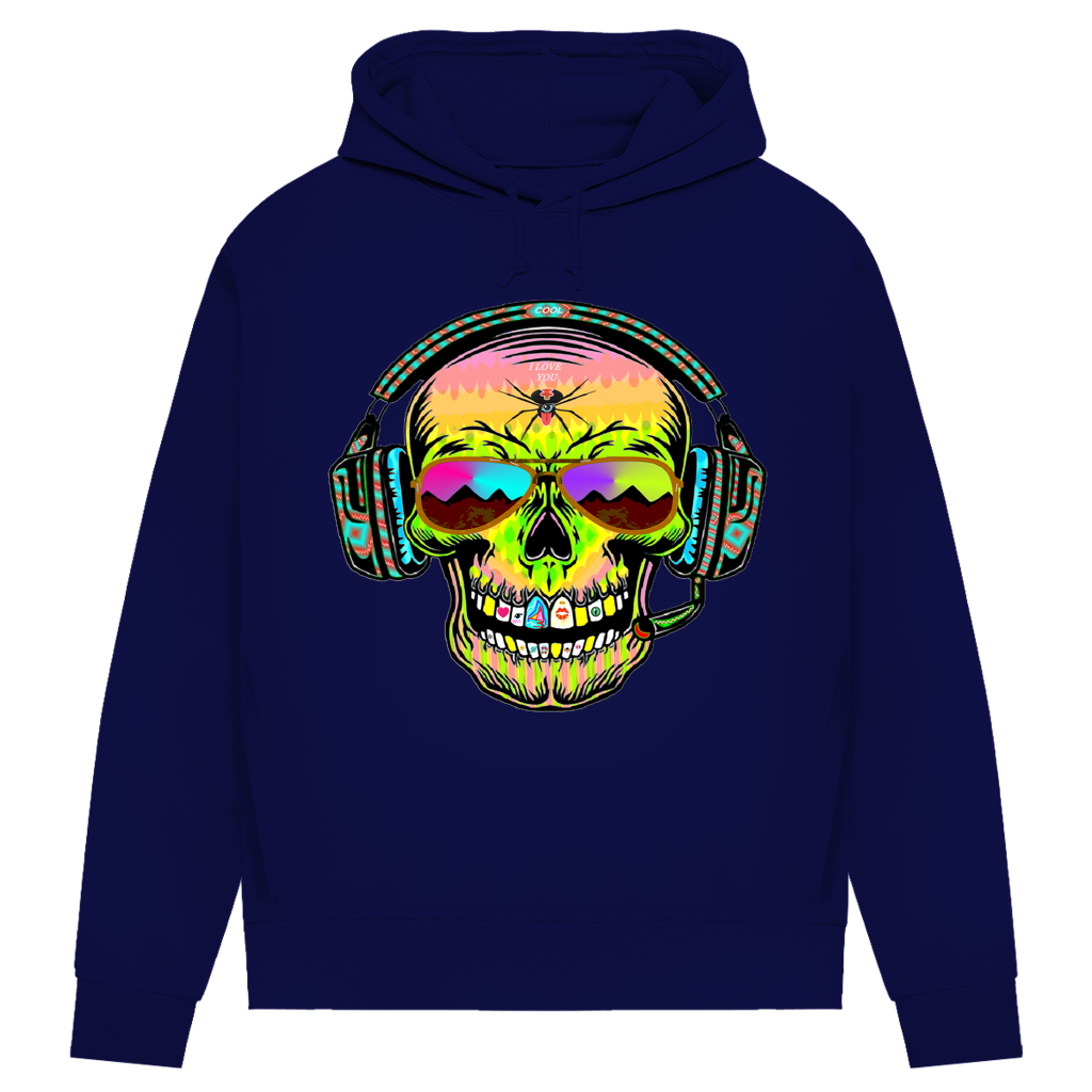 Damen Premium Bio Hoodie Skull Musik