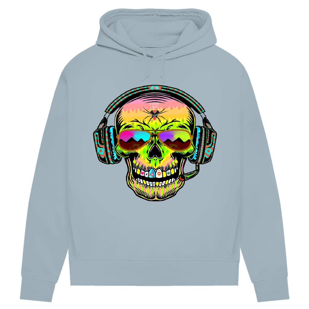 Damen Premium Bio Hoodie Skull Musik