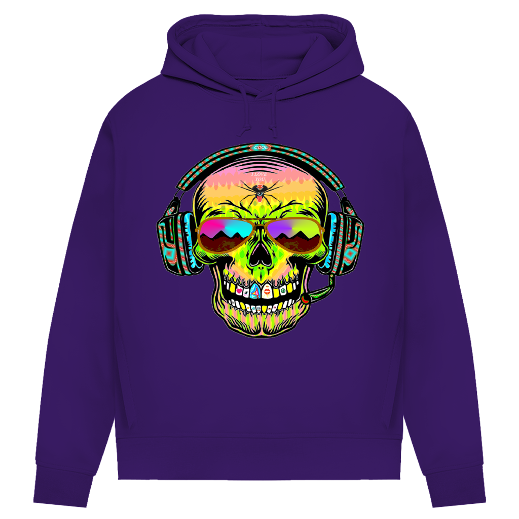 Damen Premium Bio Hoodie Skull Musik