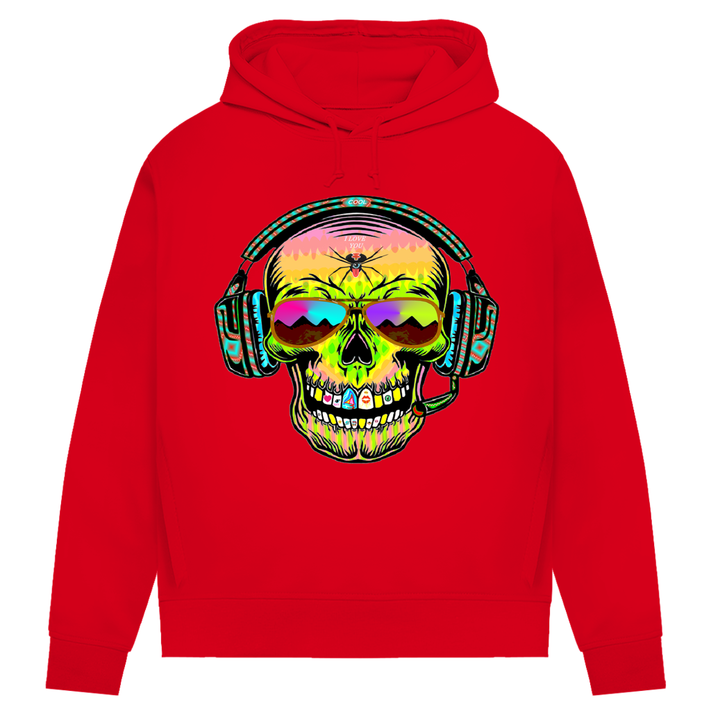 Damen Premium Bio Hoodie Skull Musik