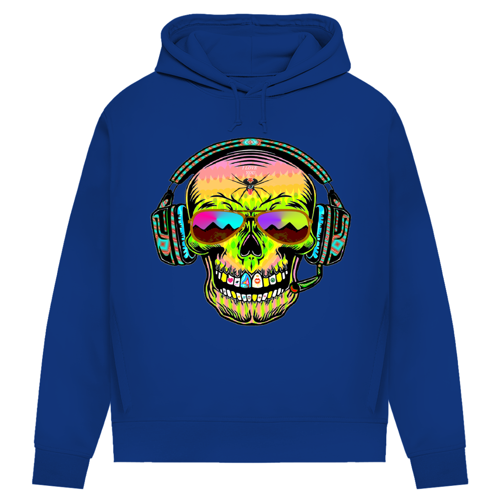 Damen Premium Bio Hoodie Skull Musik
