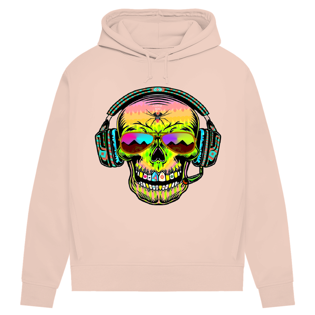 Damen Premium Bio Hoodie Skull Musik