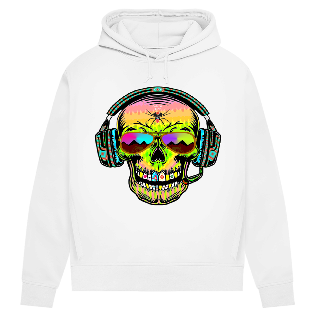 Damen Premium Bio Hoodie Skull Musik