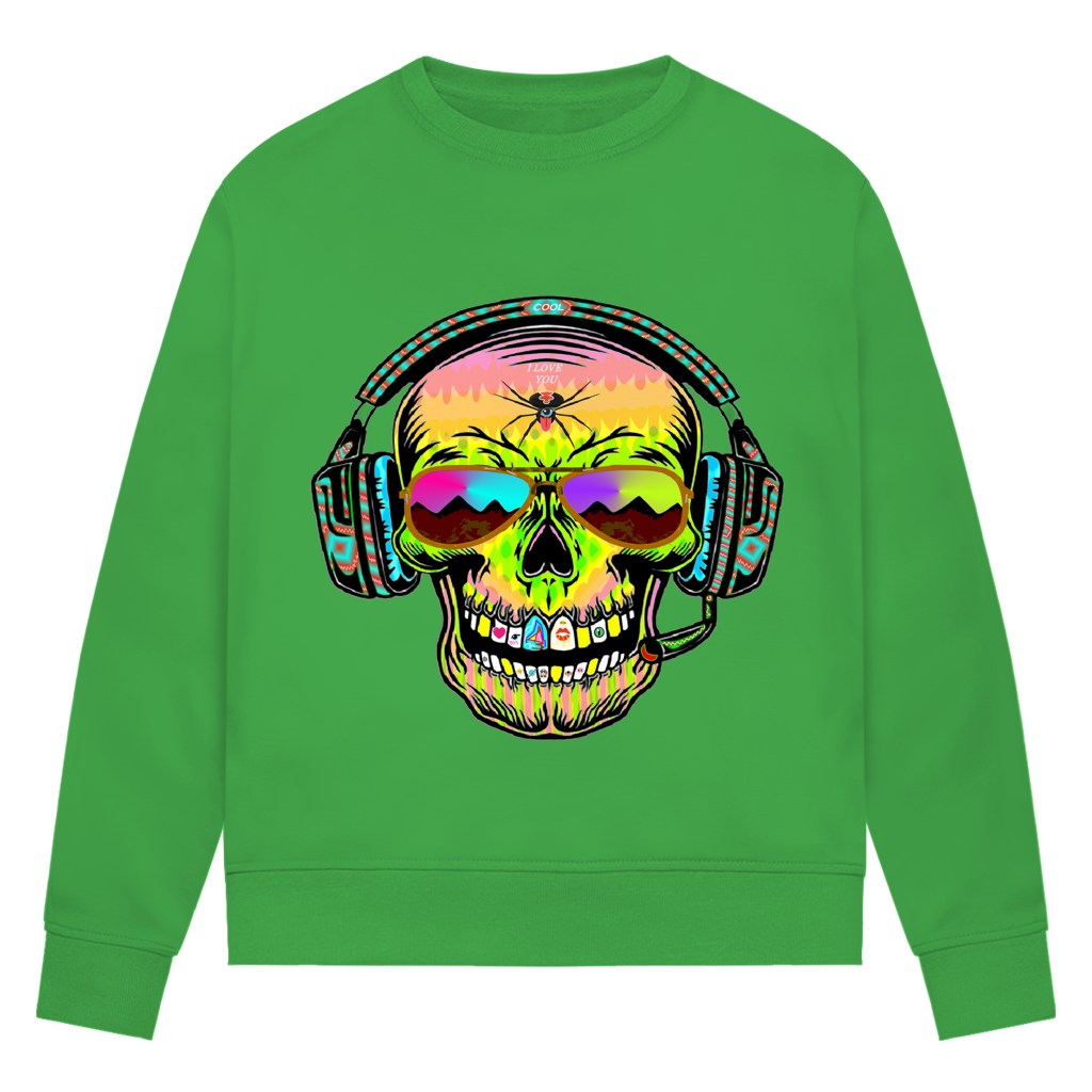 Damen Premium Bio Sweatshirt Skull Musik