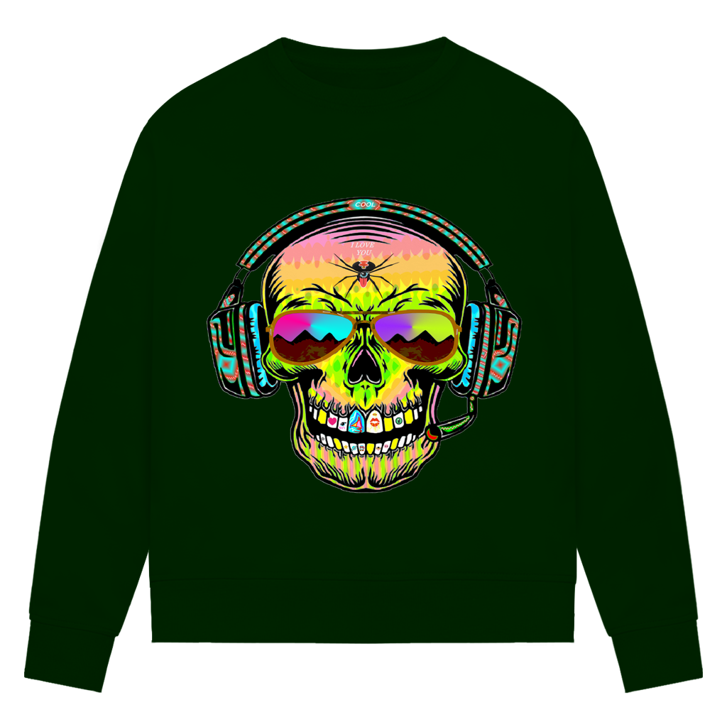 Damen Premium Bio Sweatshirt Skull Musik