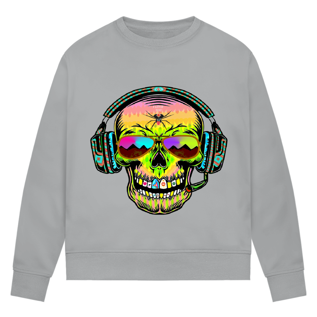 Damen Premium Bio Sweatshirt Skull Musik
