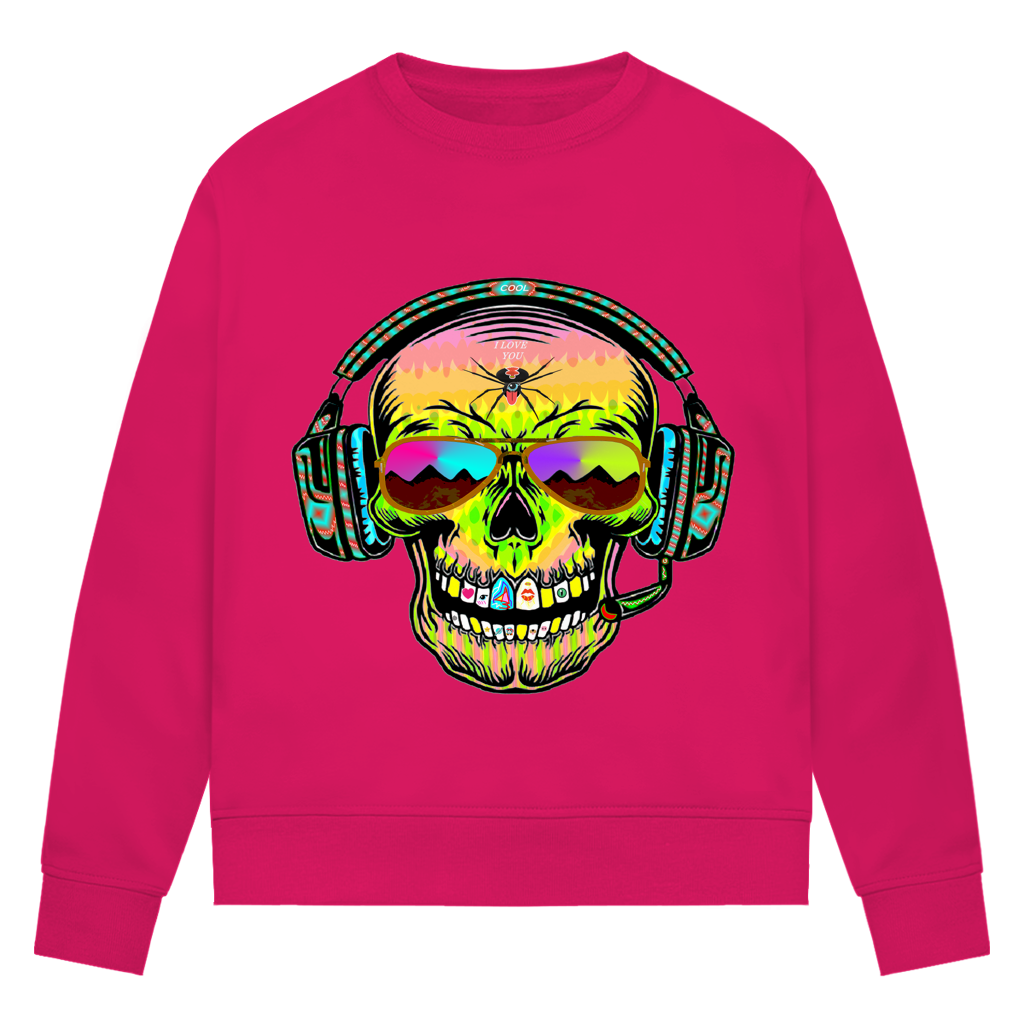 Damen Premium Bio Sweatshirt Skull Musik