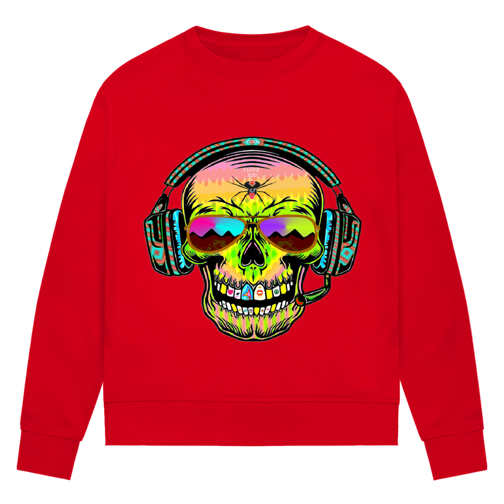 Damen Premium Bio Sweatshirt Skull Musik