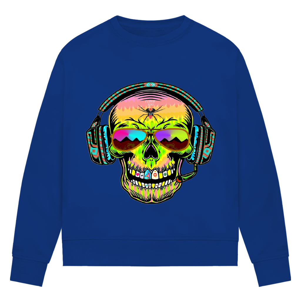 Damen Premium Bio Sweatshirt Skull Musik