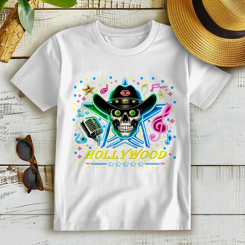 Damen Premium Bio T-Shirt Superstar Skull Hollywood