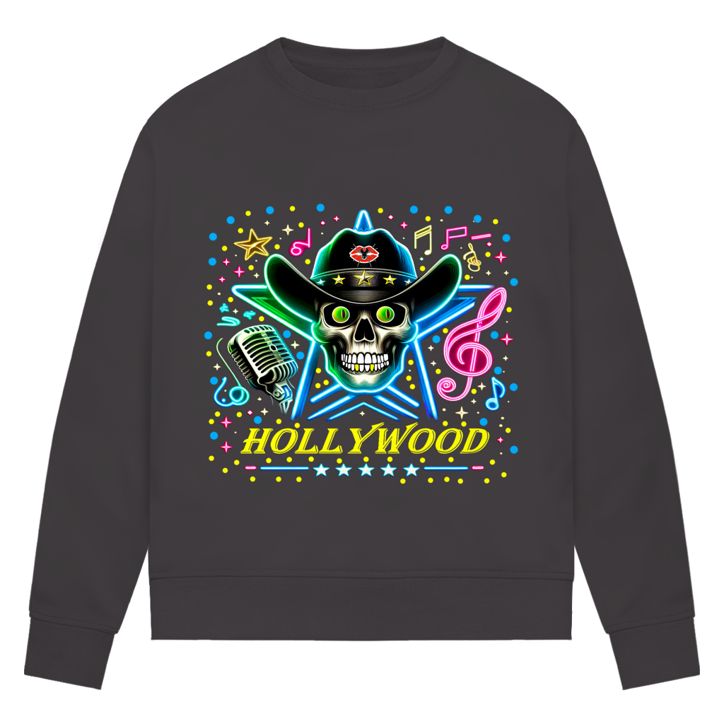Damen Premium Bio Sweatshirt Superstar Skull Hollywood