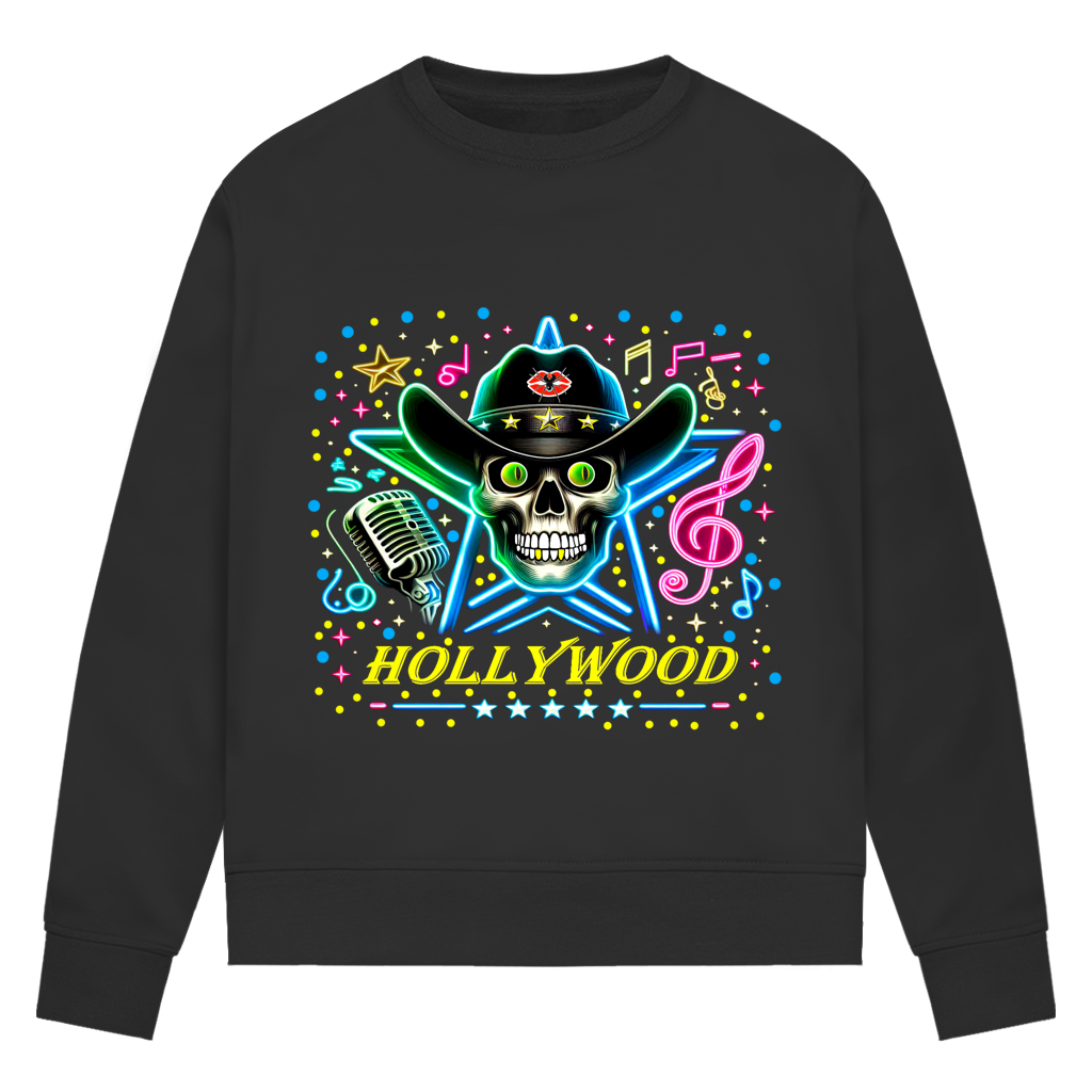 Damen Premium Bio Sweatshirt Superstar Skull Hollywood
