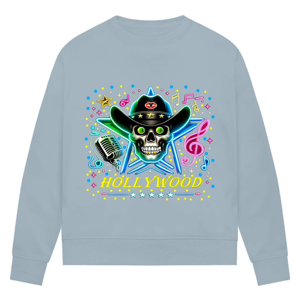 Damen Premium Bio Sweatshirt Superstar Skull Hollywood