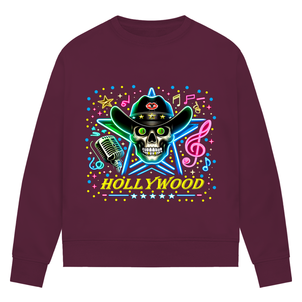 Damen Premium Bio Sweatshirt Superstar Skull Hollywood