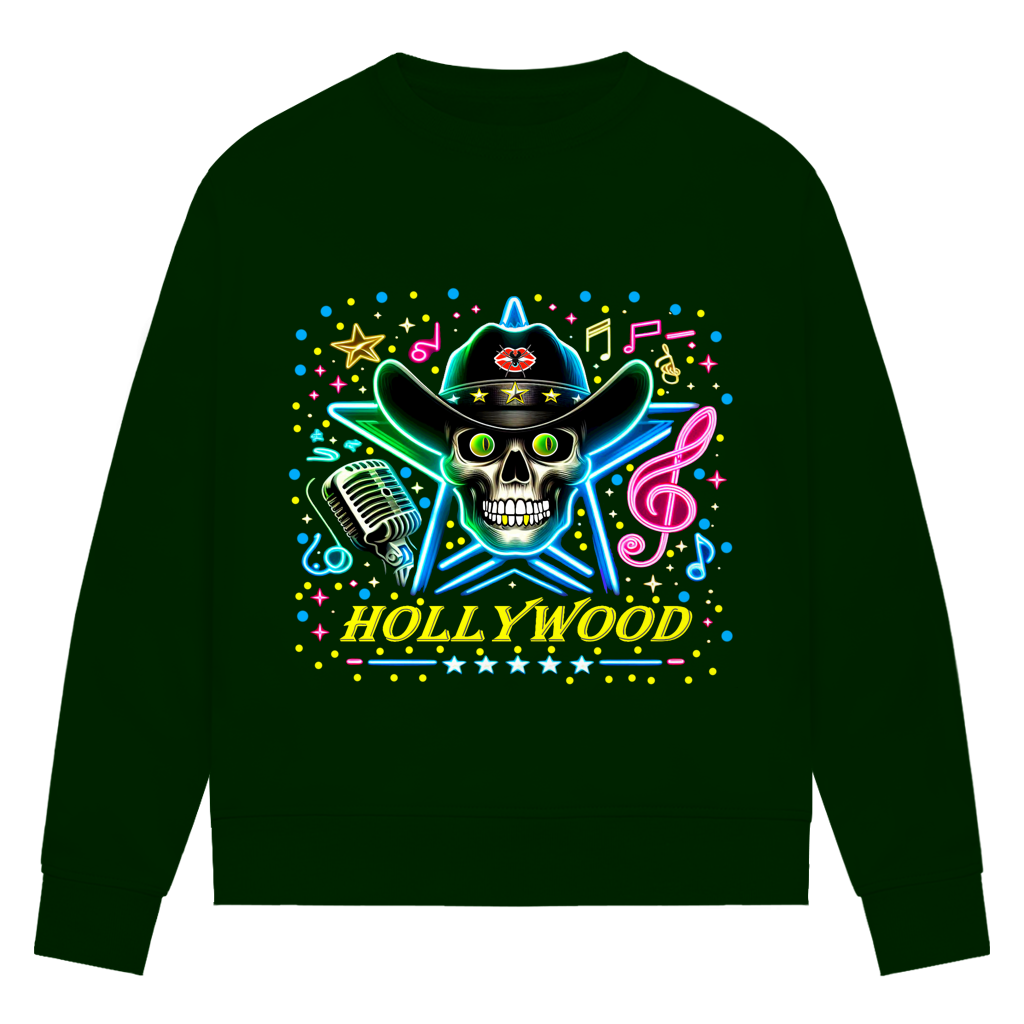 Damen Premium Bio Sweatshirt Superstar Skull Hollywood