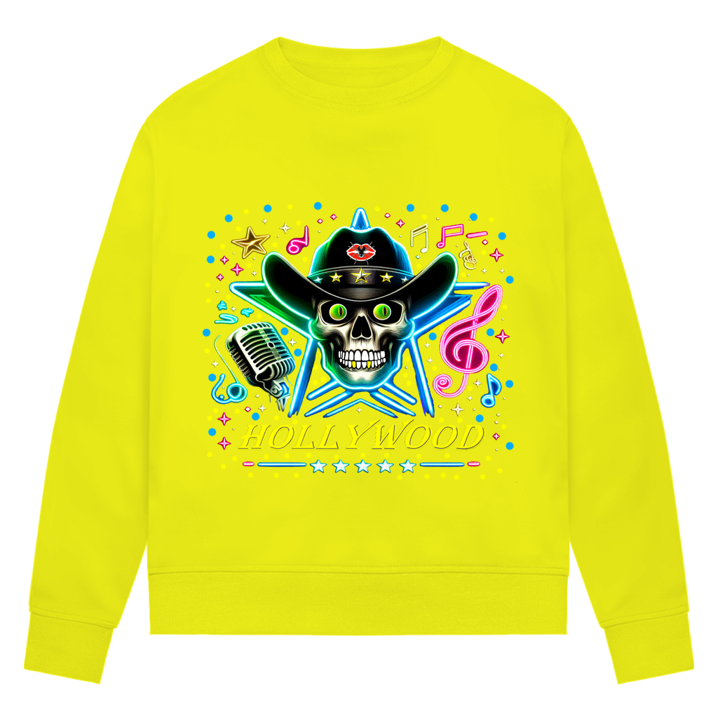 Damen Premium Bio Sweatshirt Superstar Skull Hollywood