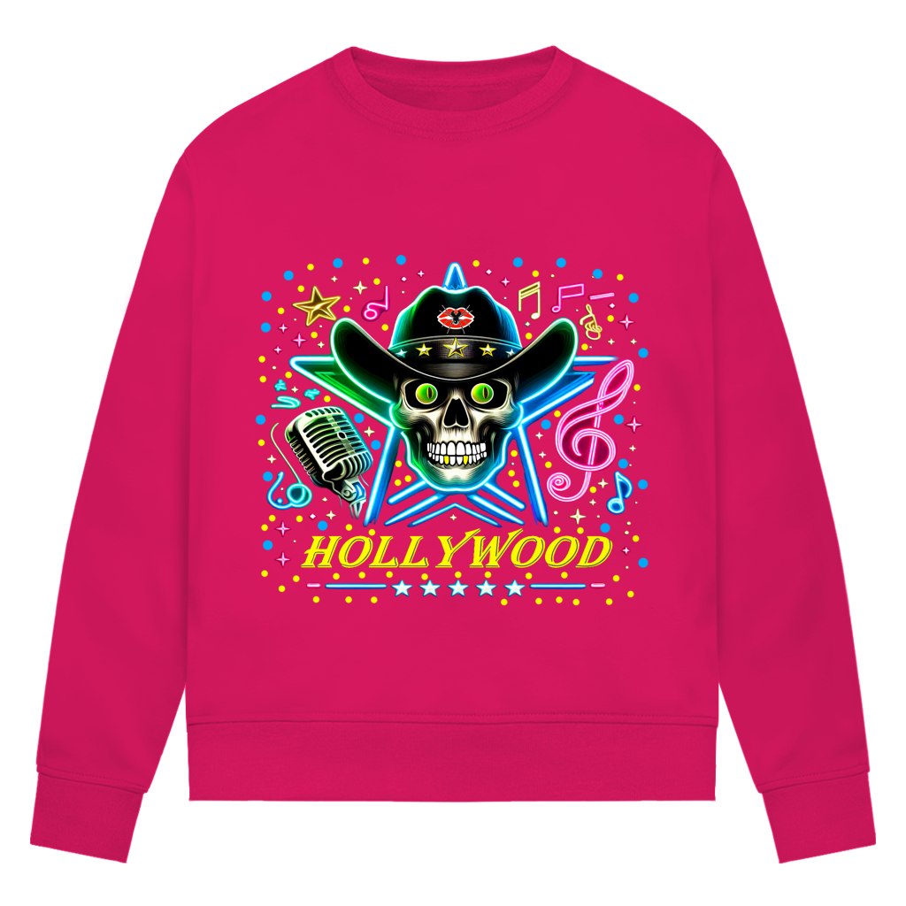 Damen Premium Bio Sweatshirt Superstar Skull Hollywood