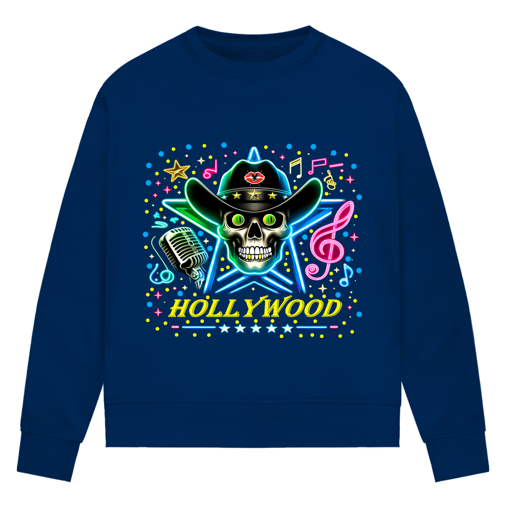 Damen Premium Bio Sweatshirt Superstar Skull Hollywood