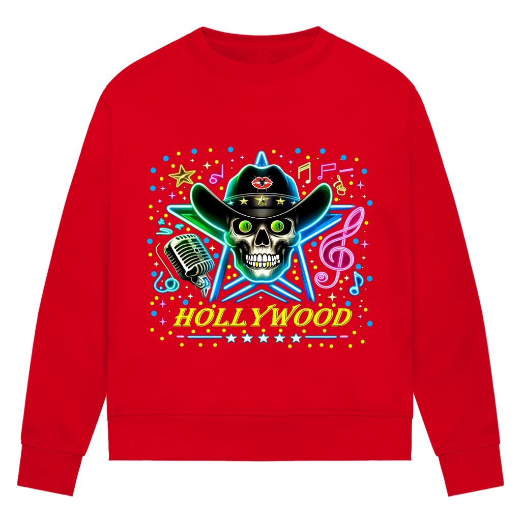Damen Premium Bio Sweatshirt Superstar Skull Hollywood