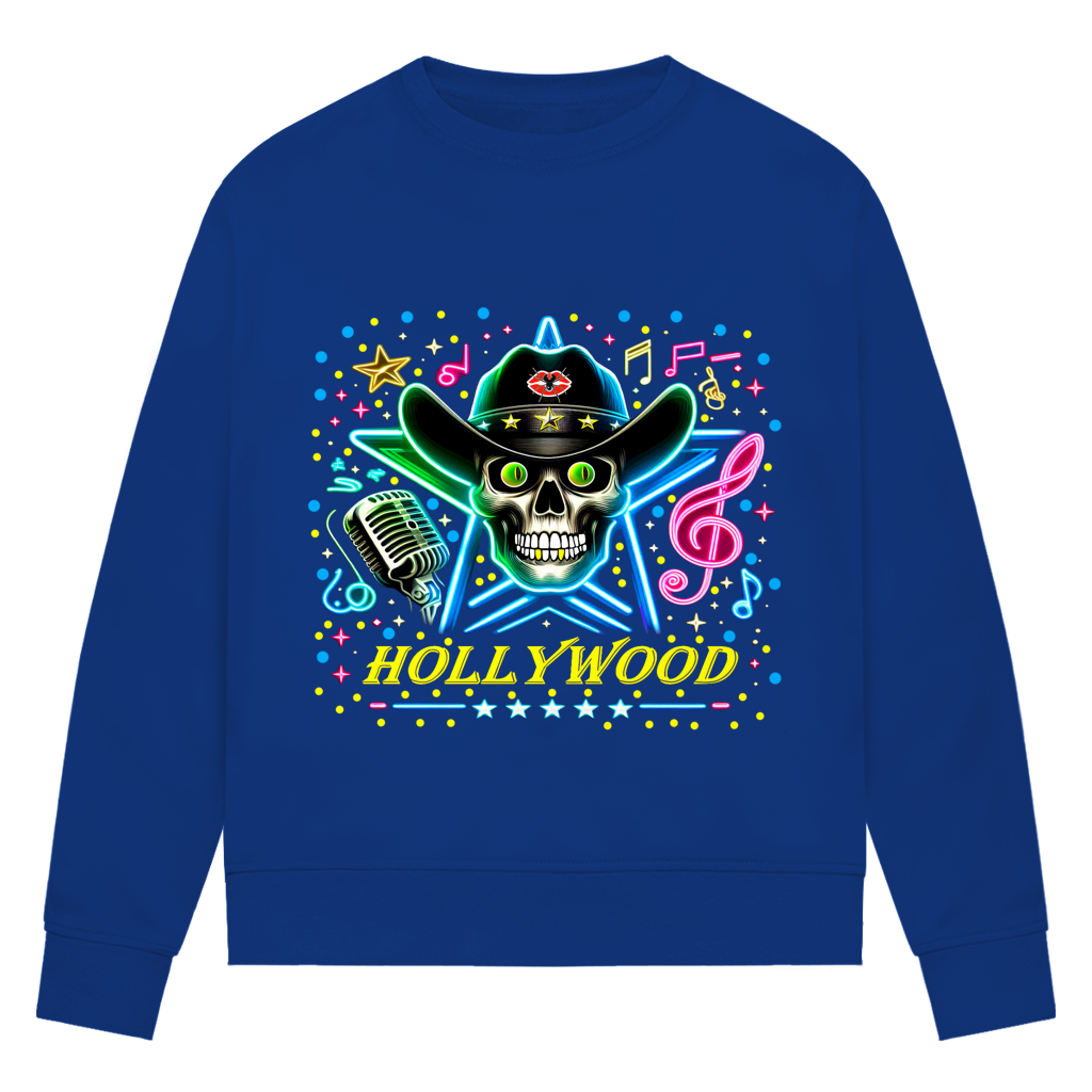 Damen Premium Bio Sweatshirt Superstar Skull Hollywood