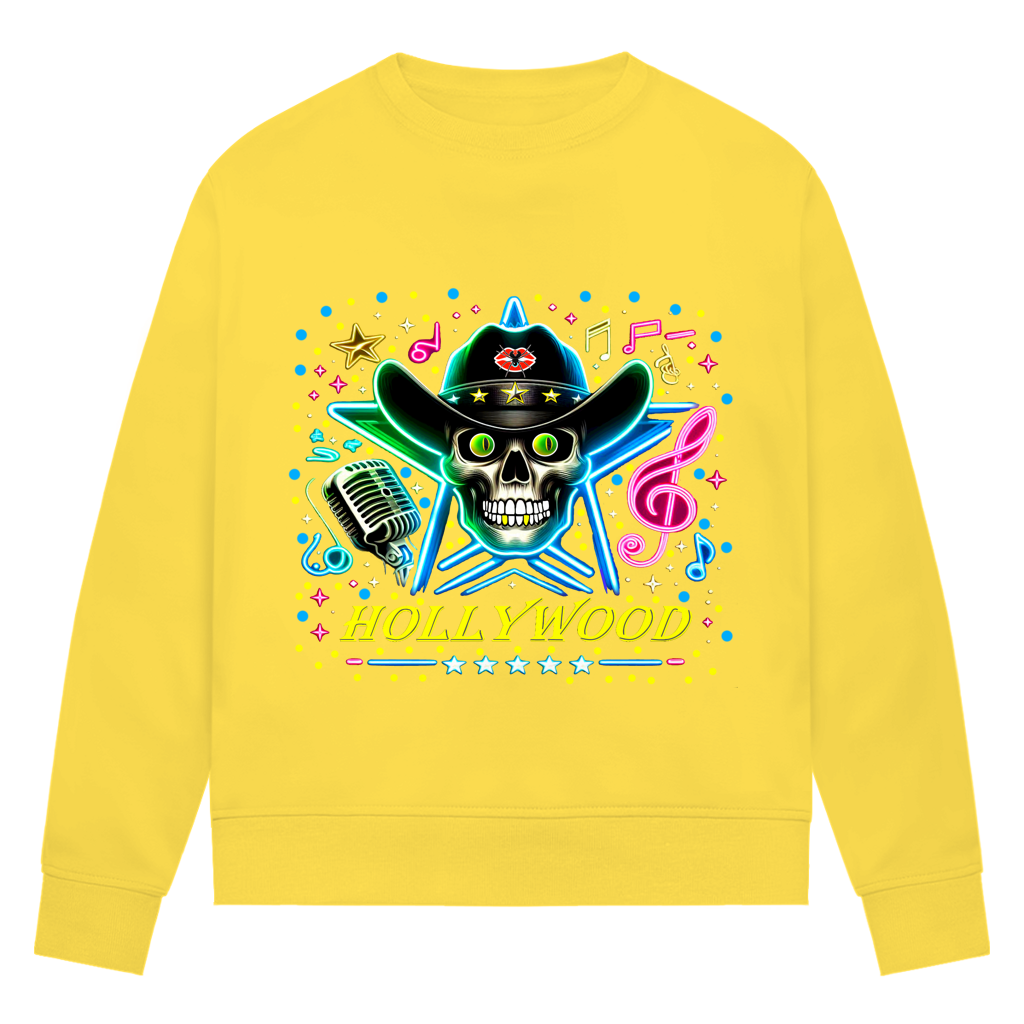 Damen Premium Bio Sweatshirt Superstar Skull Hollywood