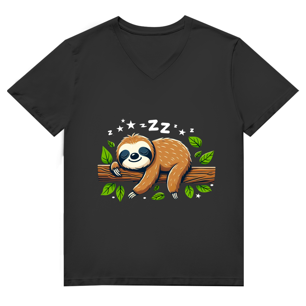 Herren Premium Bio V-Neck T-Shirt Faultier