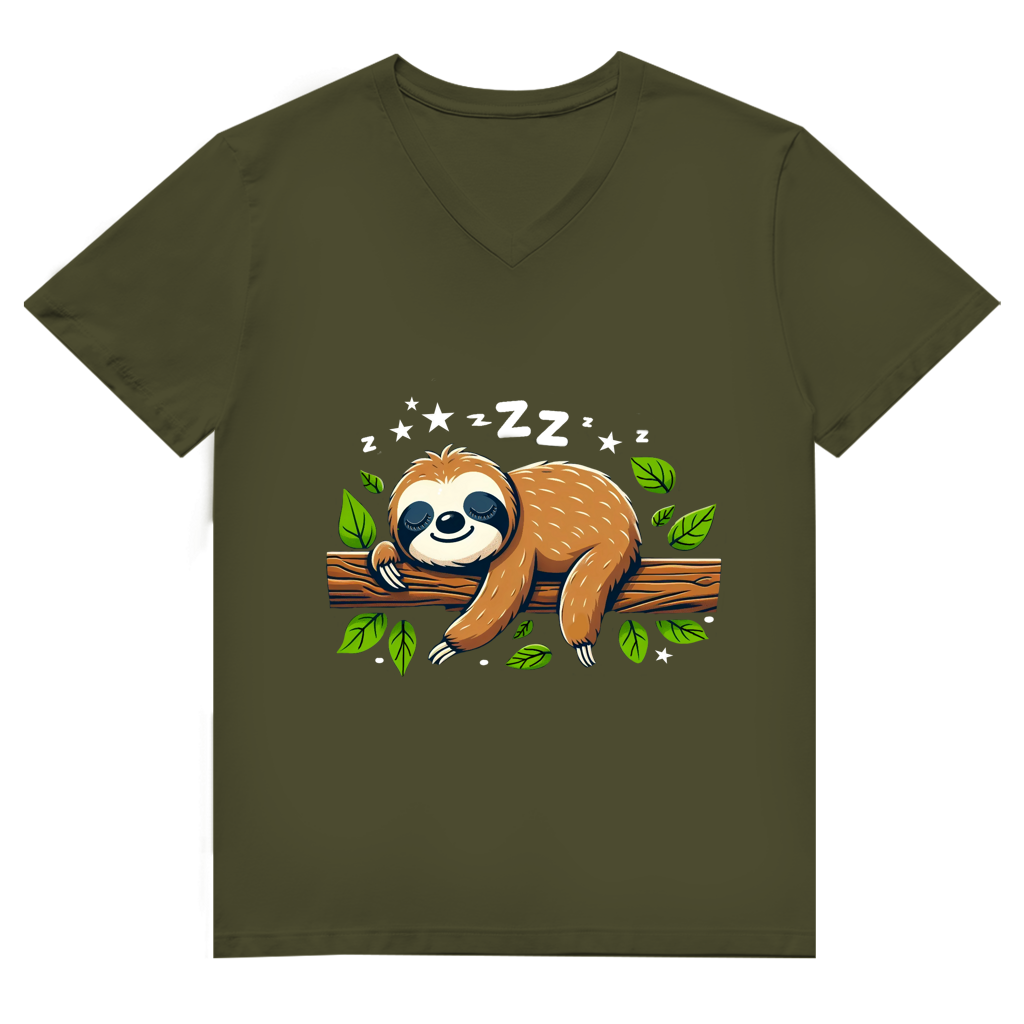 Herren Premium Bio V-Neck T-Shirt Faultier