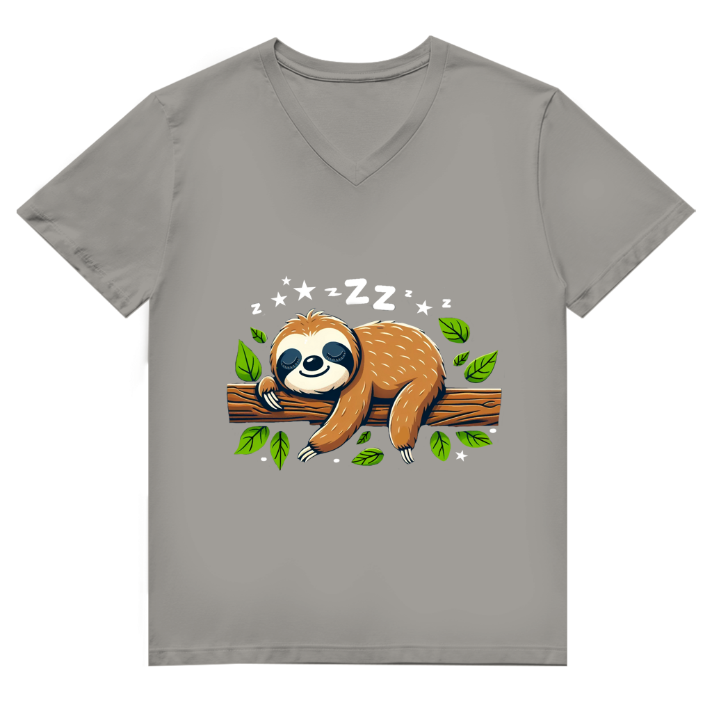 Herren Premium Bio V-Neck T-Shirt Faultier