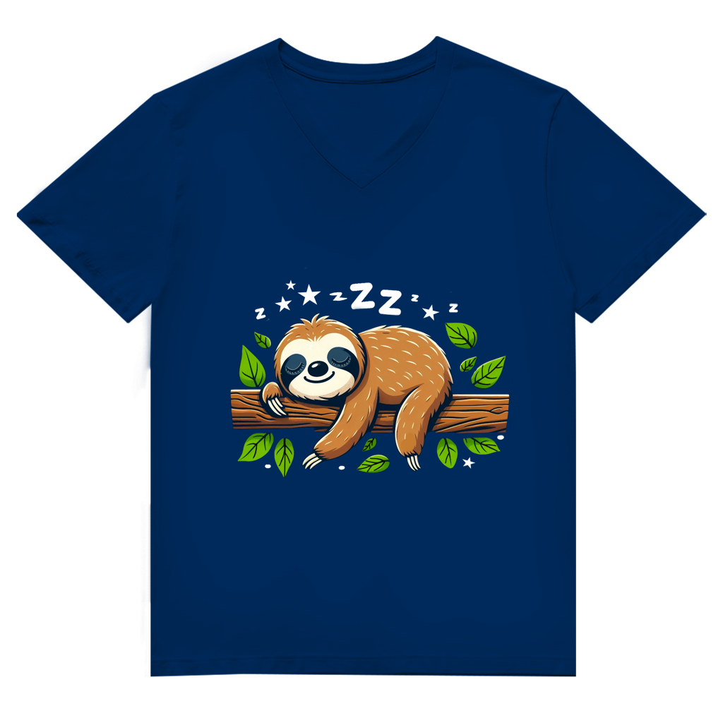 Herren Premium Bio V-Neck T-Shirt Faultier