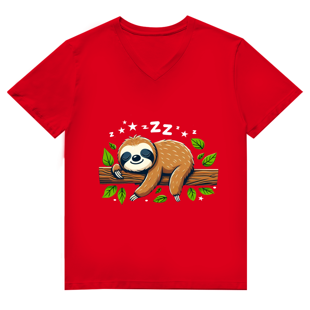 Herren Premium Bio V-Neck T-Shirt Faultier