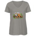 Damen Premium Bio V-Neck T-Shirt Faultier