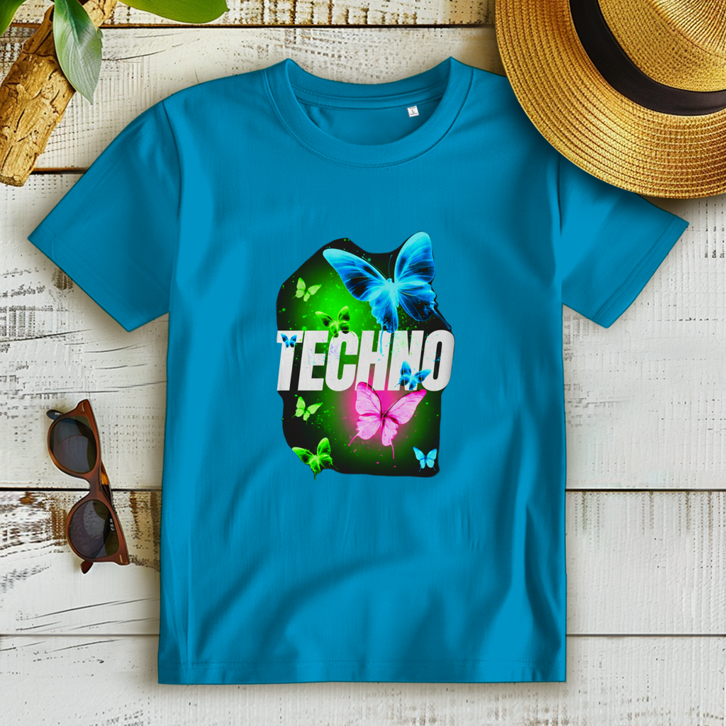Damen Premium Bio T-Shirt Techno Butterfly