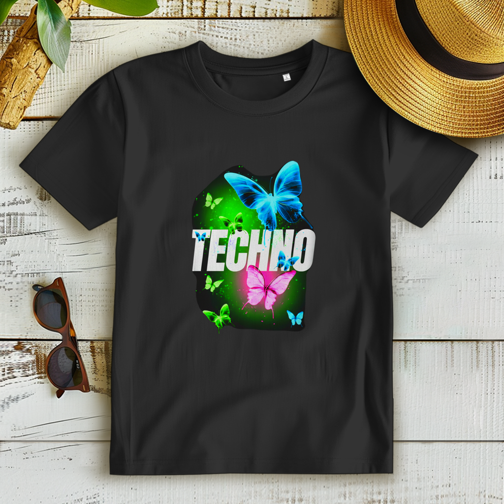 Damen Premium Bio T-Shirt Techno Butterfly