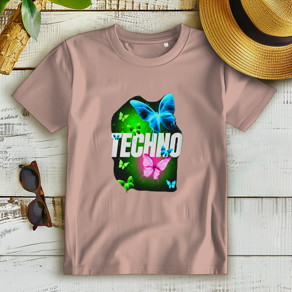 Damen Premium Bio T-Shirt Techno Butterfly