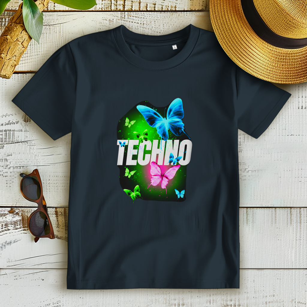 Damen Premium Bio T-Shirt Techno Butterfly