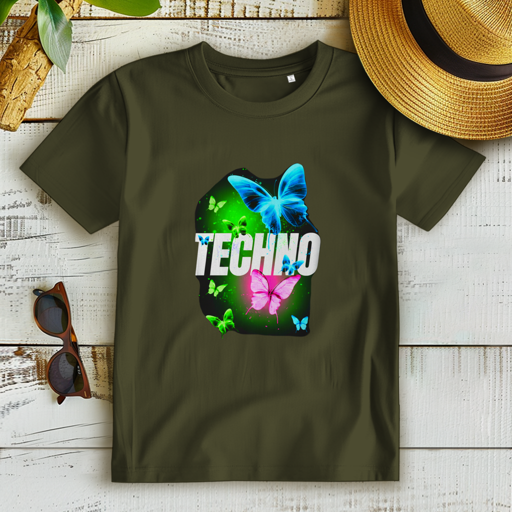 Damen Premium Bio T-Shirt Techno Butterfly
