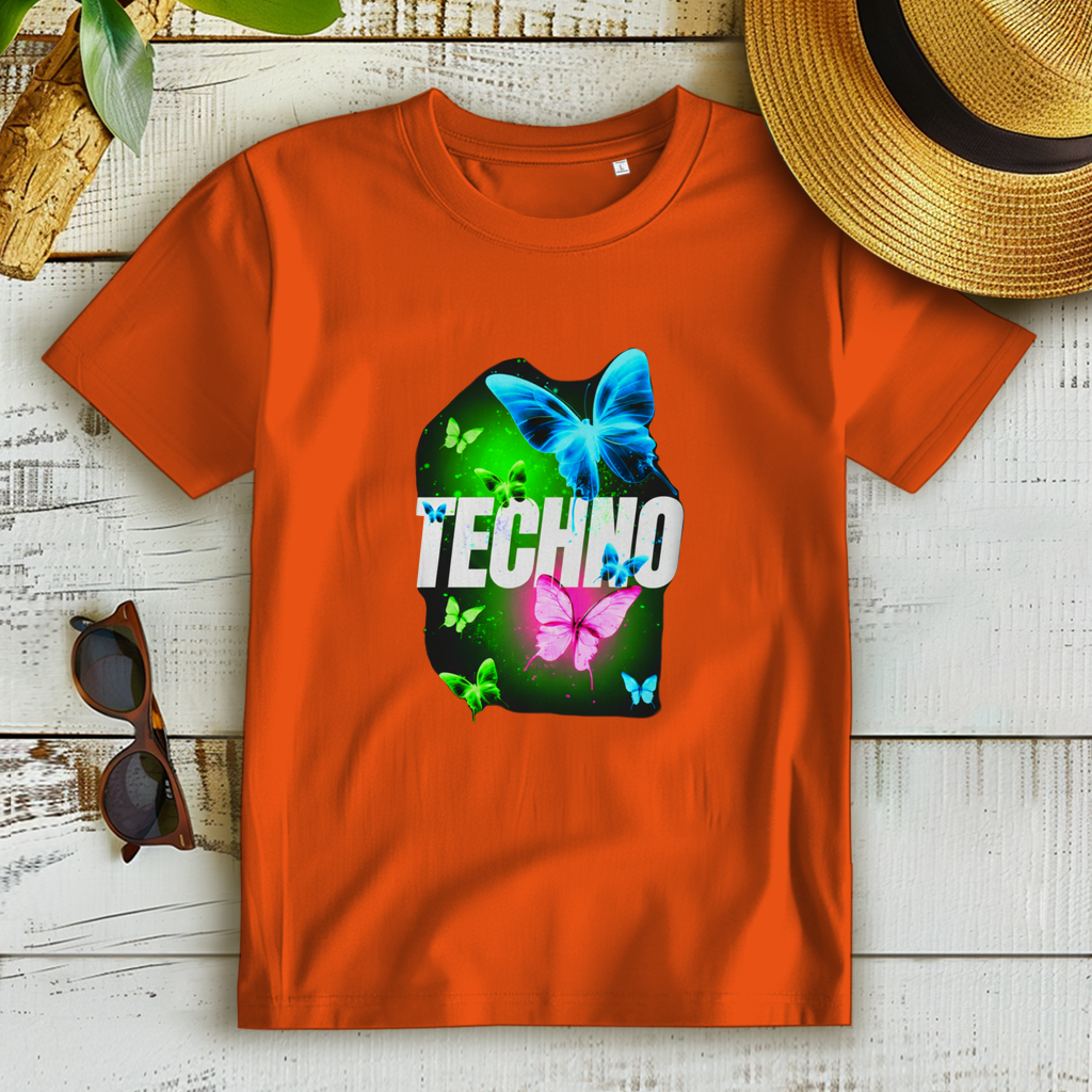 Damen Premium Bio T-Shirt Techno Butterfly
