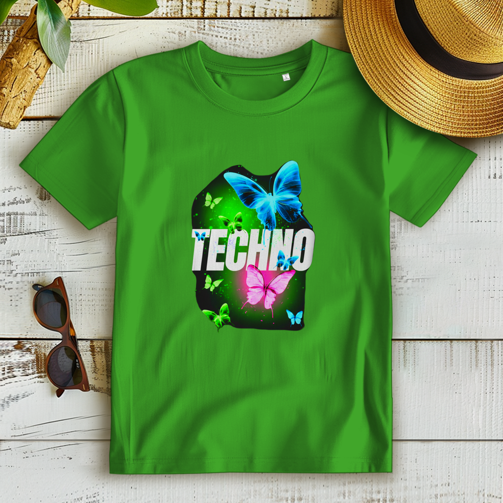 Damen Premium Bio T-Shirt Techno Butterfly