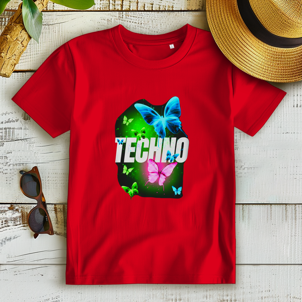 Damen Premium Bio T-Shirt Techno Butterfly